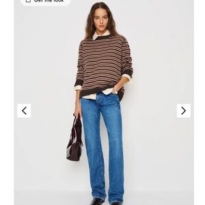 Reformation boyfriend sweater cashmere color compost multi stripe size XL